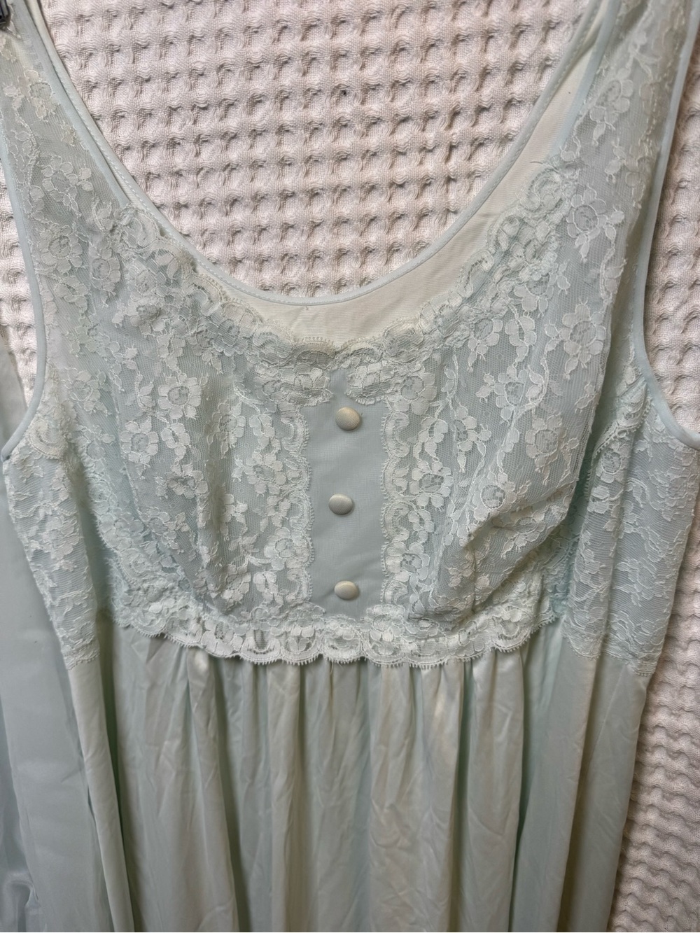 Vintage 1970s Shadowline Ice Blue Peignoir Bridal Nightgown Set, Size Small - Picture 4 of 7